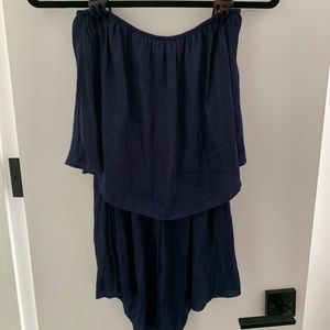 Navy strapless romper